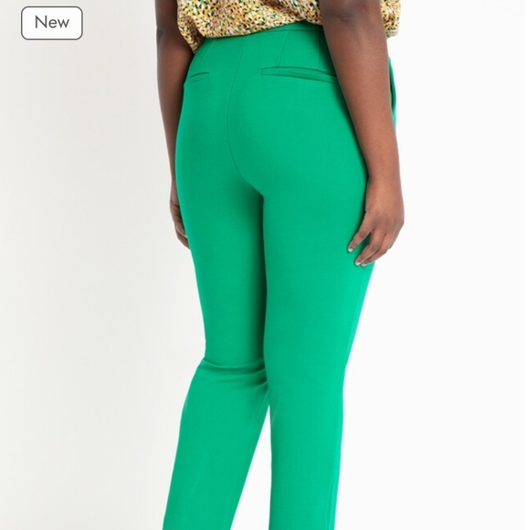 Elloquii 9-to-5 Stretch Pintuck Pant Vivid Emerald Size 22 - Picture 2 of 2